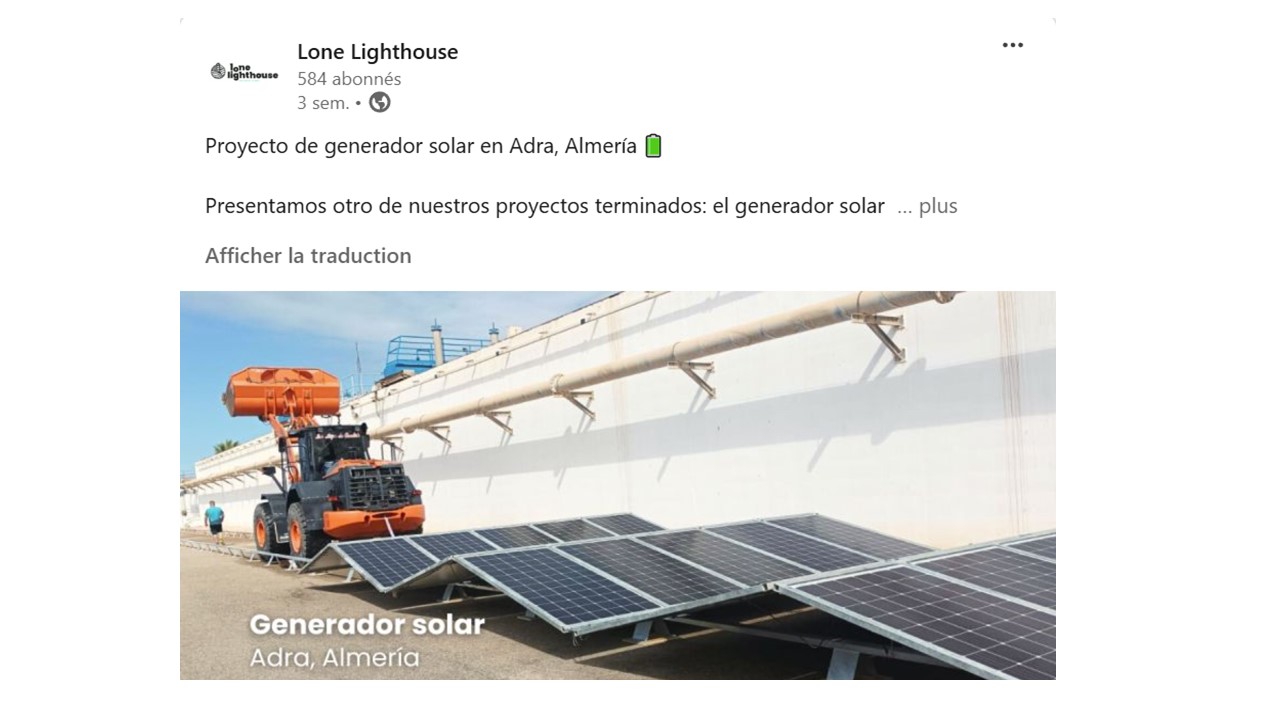 Mico IPP Mobile solar in Spain, thanks to Lone Light House to use our Solar GEM technology